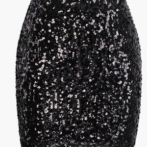 MANER Women's Sequin Skirt Sparkle Stretchy Bodycon Mini Skirts Night Out Party